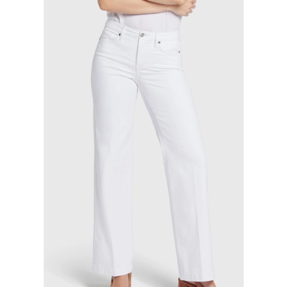 NYDJ Trouser Teresa Plus Size 14 Inseam 33' Wide Leg Jeans Optic White NWT